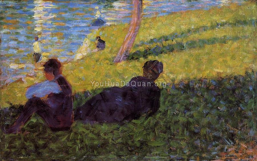 La Grande Jatte, Seated Man, Reclining Woman - 乔治·修拉